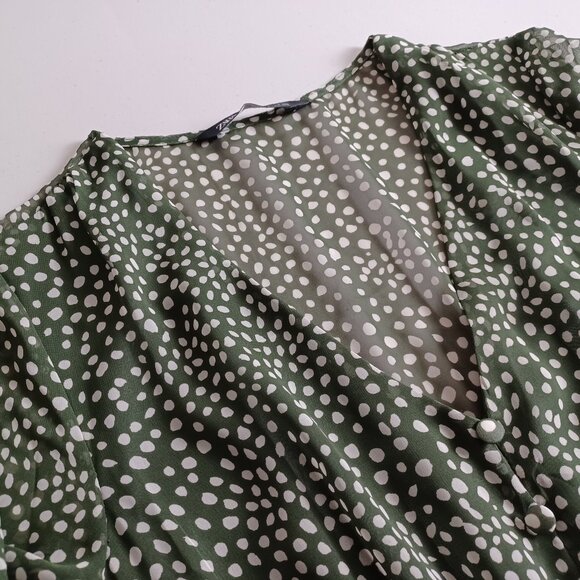 Zara Spotted Chiffon V-neck Midi Dress - Picture 4 of 16